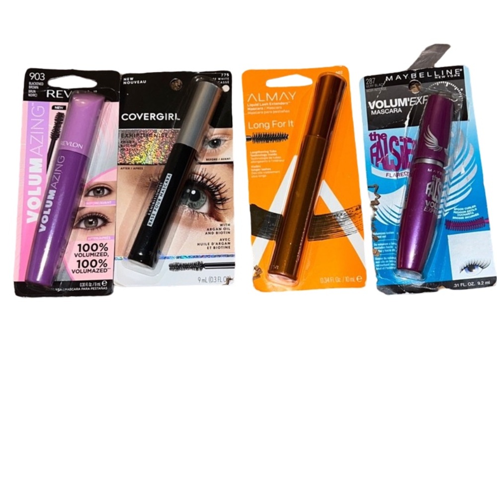 Assorted Mascara Set Revlon CoverGirl Almay Maybelline 4 pc lot
